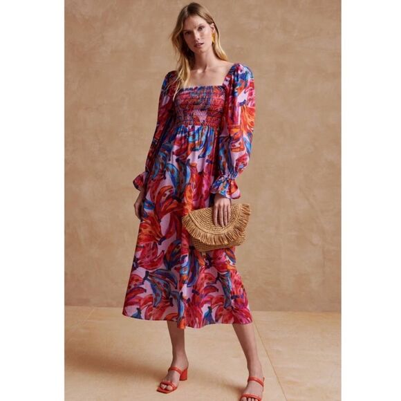 FARM Rio Bananas Smocked Long Sleeve Maxi Dress XS NWT - Picture 16 of 16